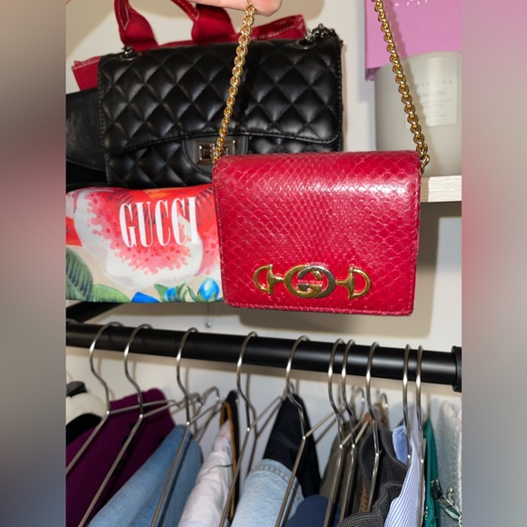Gucci mini wallet on chain. Python wallet. Gucci red zumi. - Picture 3 of 11